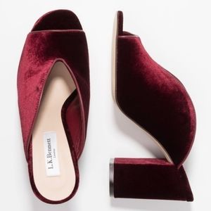 LK Bennett maroon velvet heels